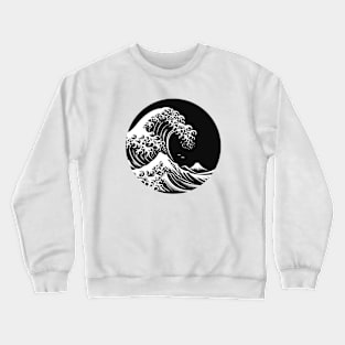 The Great Wave off Kanagawa (Monochrome) - Japanese Crewneck Sweatshirt